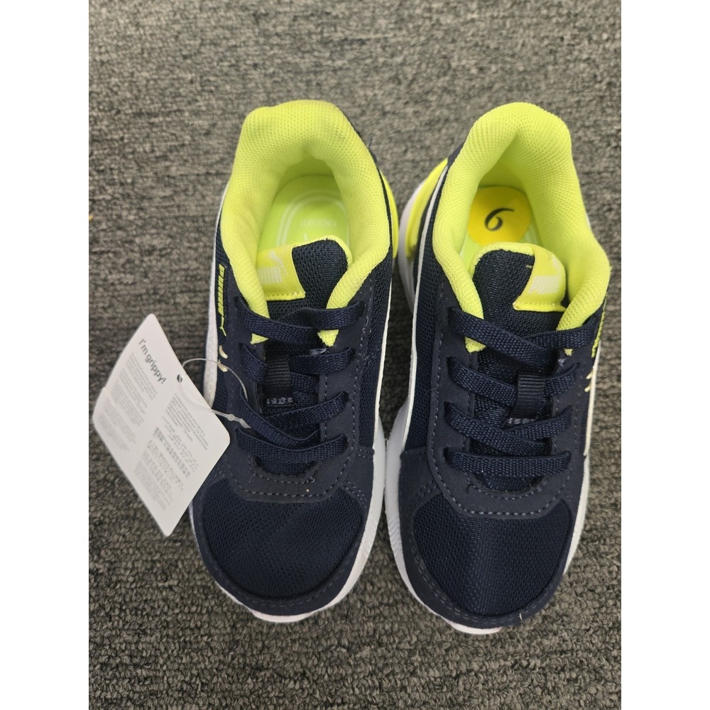 Puma Graviton Blue/Green/White Elastic Laces Sneakers Shoes Kids 9C